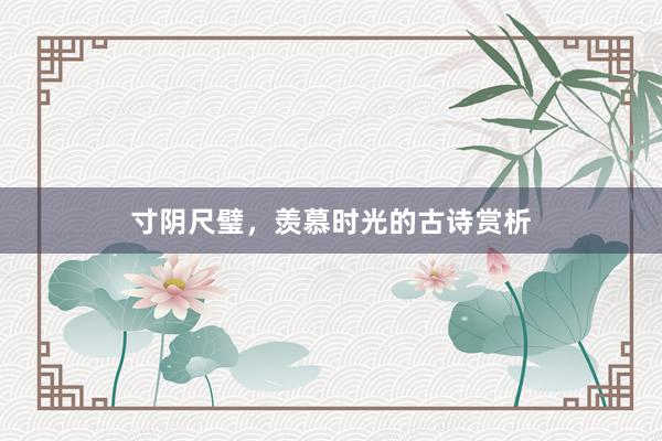 寸阴尺璧，羡慕时光的古诗赏析
